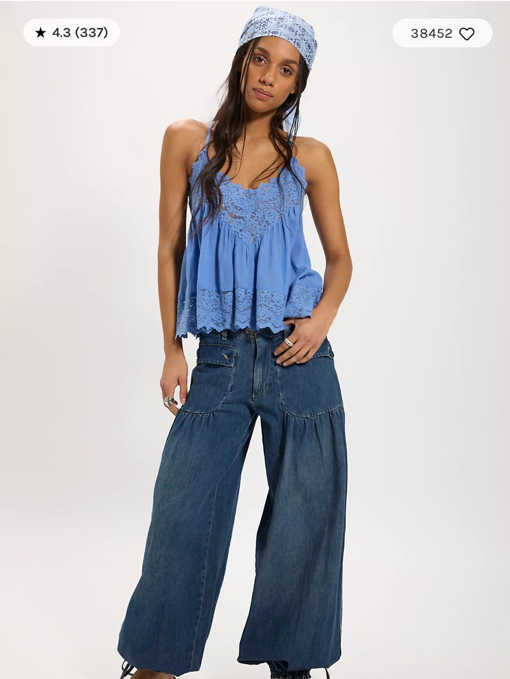 Free People Wide-Leg Denim Jeans in Deep Blue